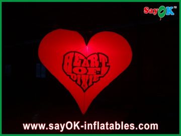 amor inflável da forma do coração da decoração da iluminação de pano 190T de nylon para o partido