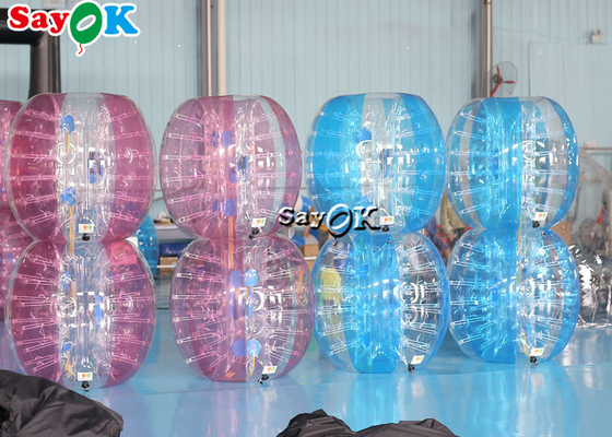 A bola abundante de Zorb do corpo inflável do PVC do adulto TPU dos jogos do carnaval ajustou o futebol inflável cor-de-rosa azul transparente da bolha