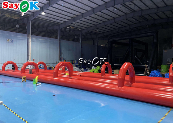 Slides infláveis de água ao ar livre de telha de PVC Slides infláveis de água com azulejos em chão plano 60x2m