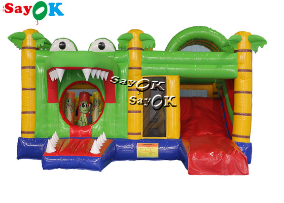 Corrediça de salto inflável da casa do castelo do tema do crocodilo para as crianças multifuncionais