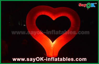 Forma vermelha do coração da decoração clara inflável de nylon do partido de pano para o casamento do evento