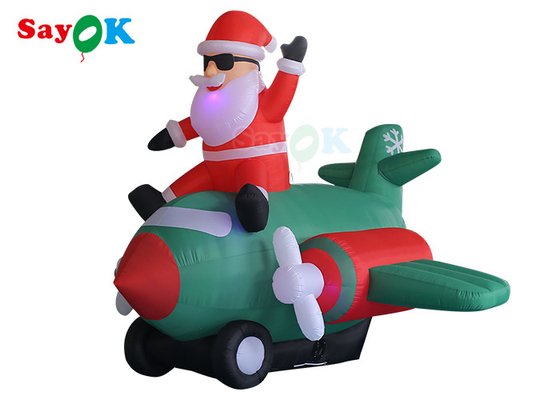Natal inflável Santa Claus Flying Airplane Blowing do diodo emissor de luz do ancião de pano de Oxford