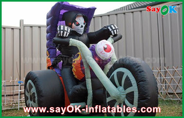 Forma inflável da motocicleta inflável preta das decorações da jarda de Dia das Bruxas de pano de Oxford