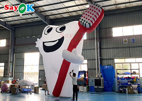 Personagens de desenhos animados infláveis de 6m brancos Produtos de promoção de dentes gigantes Modelo inflável