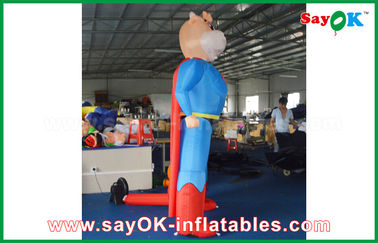 Vaca inflável azul/vermelha do superman personalizou o modelo inflável do caráter animal