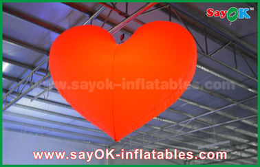 decorações infláveis exteriores de iluminação conduzidas românticas do coração vermelho de 1.5m para o casamento