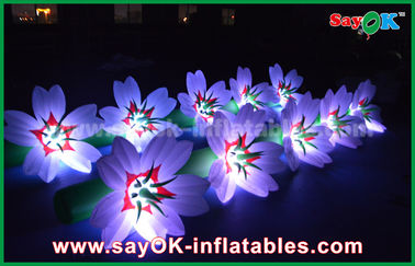 decoração clara inflável de nylon à terra longa branca da corrente de flor do diodo emissor de luz de pano de 5m