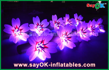 decoração clara inflável de nylon à terra longa branca da corrente de flor do diodo emissor de luz de pano de 5m