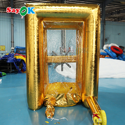 Cubo inflável de máquina de dinheiro de publicidade grande ouro para promoção