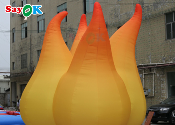 Decoração de eventos Modelo de chama inflável de 5m com LED Light Balões de publicidade infláveis