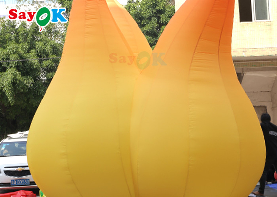 Decoração de eventos Modelo de chama inflável de 5m com LED Light Balões de publicidade infláveis