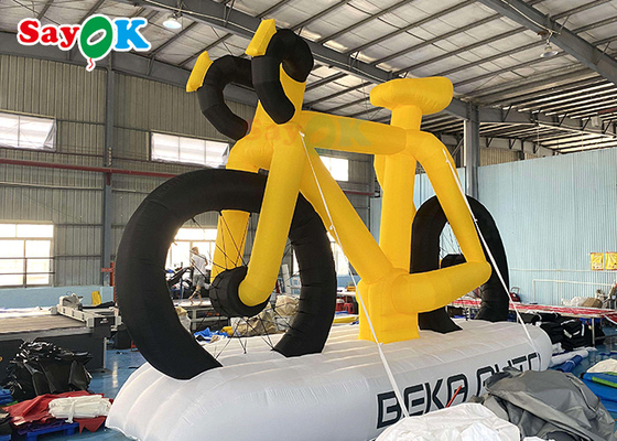 Publicidade amarela alta produtos infláveis ​​personalizados modelo promocional de bicicleta com impressão