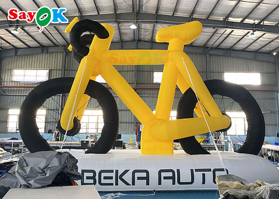 Publicidade amarela alta produtos infláveis ​​personalizados modelo promocional de bicicleta com impressão