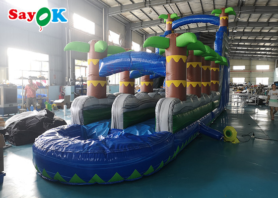 Slide gigante de salto OEM engraçado explodir palmeira de água slide salto inflável casa de salto inflável com slide