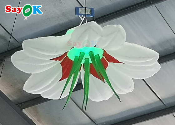Decoração de suspensão personalizada da flor do diodo emissor de luz de Inflables do casamento da flor inflável gigante
