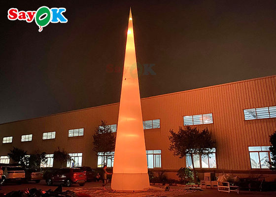 Cone de trânsito inflável de led branco de 7 m 23 pés com luzes que mudam de cor