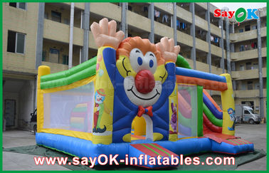 castelo feliz de salto do leão-de-chácara dos tipos do salto inflável do palhaço do PVC de 0.55mm para crianças