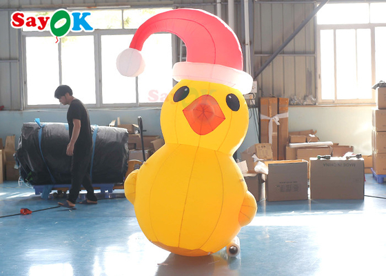 Natal 2m inflável amarelo Duck With Hat Courtyard Decoration