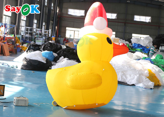 Natal 2m inflável amarelo Duck With Hat Courtyard Decoration