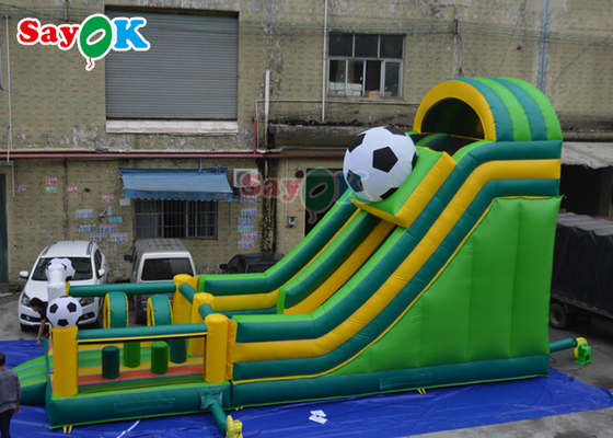Slide inflável escorregadio tema de futebol crianças lonas infláveis casa de salto Slide castelo de salto