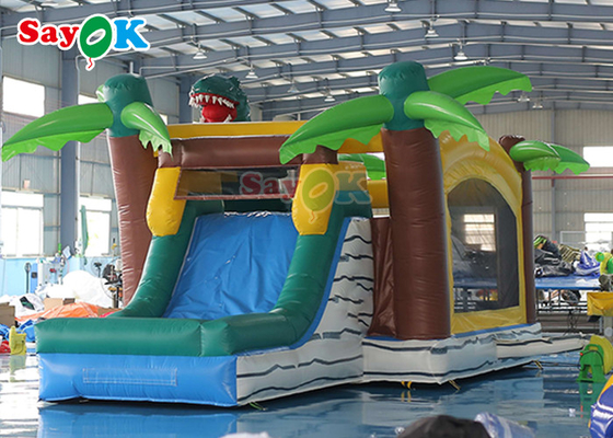 Castelo Bouncy comercial combinado inflável da corrediça de água da casa do salto do dinossauro