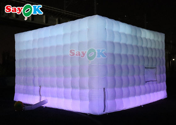 Tenda de cubos infláveis pretos portáteis personalizados Tenda de bar de festas de clube noturno com iluminação led Tenda de gramado inflável