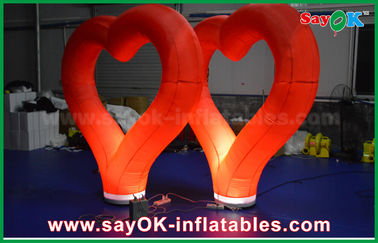 Coração inflável de nylon vermelho das decorações infláveis exteriores do casamento com luz do diodo emissor de luz