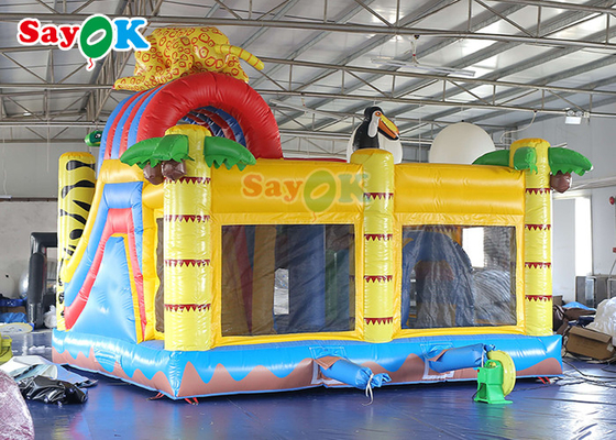 Casa Bouncy do castelo do salto de Forest Animal Inflatable Jumping Slide do jardim zoológico do campo de jogos das crianças