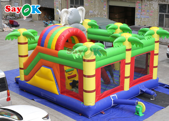 Castelos de salto infláveis do tema bonito do jardim zoológico que saltam jogos da corrediça do leão-de-chácara de Inflable da casa para crianças