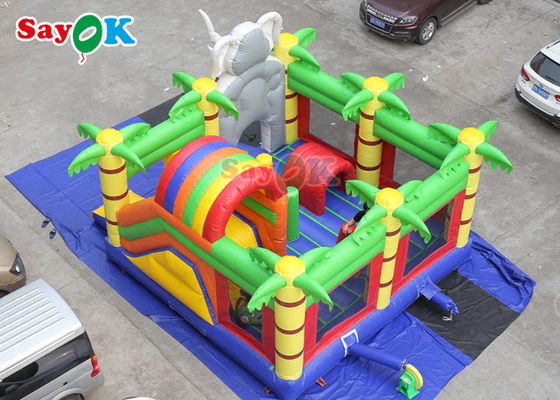Castelos de salto infláveis do tema bonito do jardim zoológico que saltam jogos da corrediça do leão-de-chácara de Inflable da casa para crianças