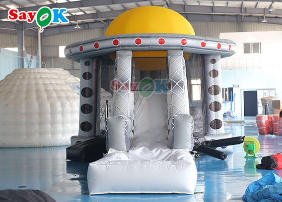Do leão-de-chácara Bouncy comercial do UFO do castelo do PVC casa inflável combinado do salto do Moonwalk da nave espacial com corrediça