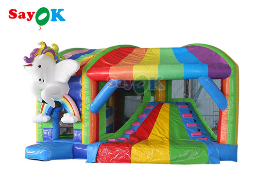 Castelo de salto inflável Unicorn Bouncy Castle With Slide das crianças do arco-íris
