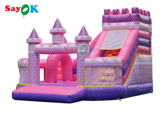 Meninas cor-de-rosa da princesa Inflatable Castle Slide que jogam a casa inflável do salto para o parque de diversões