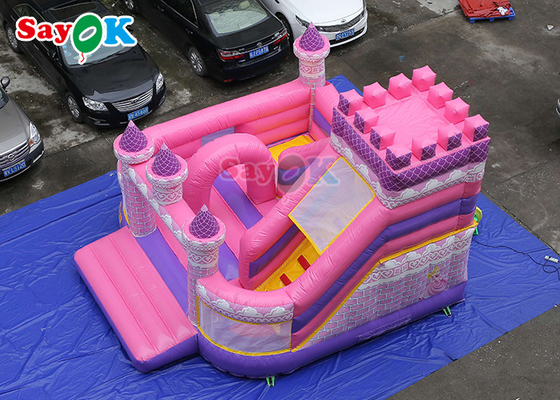 Meninas cor-de-rosa da princesa Inflatable Castle Slide que jogam a casa inflável do salto para o parque de diversões