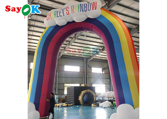 Arco inflável arco-íris colorido para publicidade portão inflável para decoração