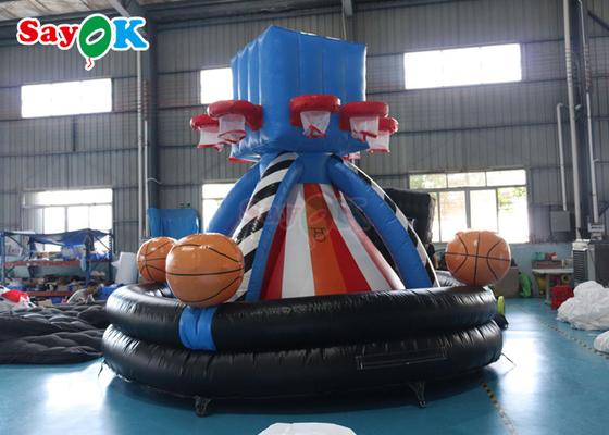 Jogo de arremesso de cesta de basquete inflável engraçado 5m Jogo de arremesso inflável gigante