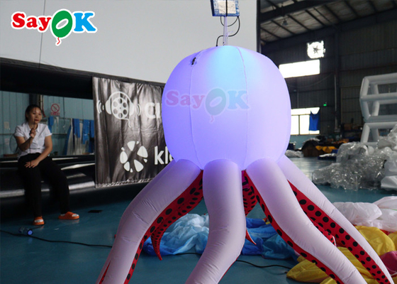 Boneco de polvo inflável pendurado de água-viva LED para decoração de publicidade