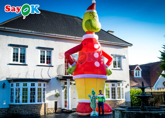 Balões de personagens infláveis Publicidade Grinch inflável 9m 30ft Grande Papai Noel decorações de Natal Cartoon