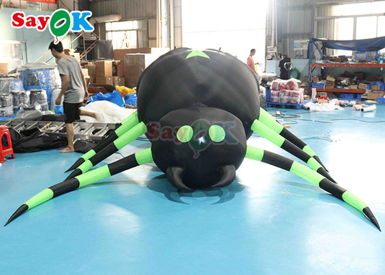Decoração de Halloween de aranha inflável horrorosa e verde