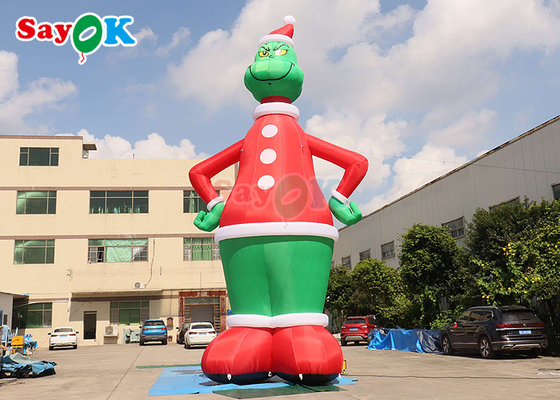 Coelhos infláveis Verde e Vermelho 32,8ft Alto Grinch inflável com decoração de pátio de chapéu