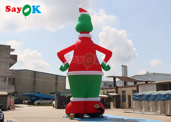 Coelhos infláveis Verde e Vermelho 32,8ft Alto Grinch inflável com decoração de pátio de chapéu