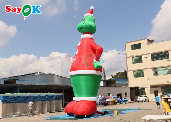 Coelhos infláveis Verde e Vermelho 32,8ft Alto Grinch inflável com decoração de pátio de chapéu
