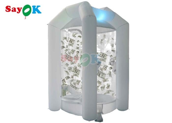 Branco 210d tecido de nylon inflável máquina de dinheiro cubo caixa agarrar captura cabine