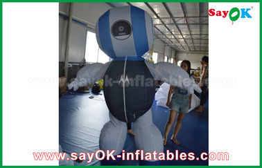 Robô inflável gigante personalizado 2mH Robô de tecido de Oxford Produtos infláveis personalizados Azul para publicidade