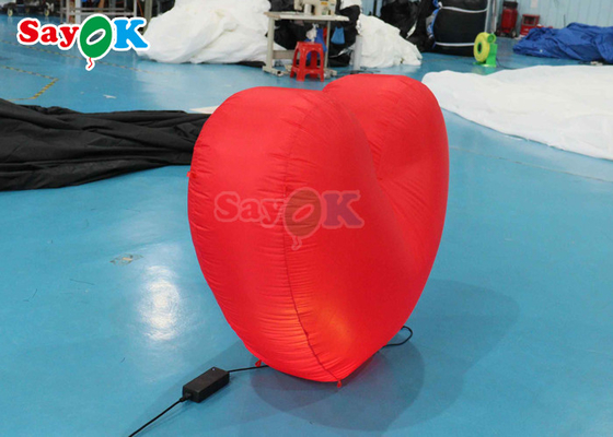 Coração inflável gigante Proposta de casamento vermelho Luz cena para eventos incríveis