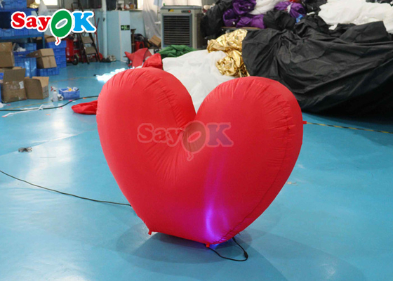 Coração inflável gigante Proposta de casamento vermelho Luz cena para eventos incríveis