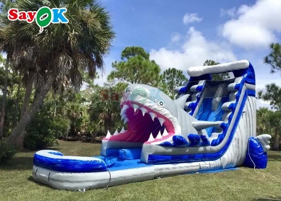 40ft Entretenimento Tubarão Inflável Slide Duplo Largo Outdoor Slides Infláveis de Água