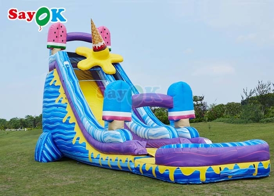 azul Ice Cream tema Slide inflável Popsicle Slide inflável de água com piscina