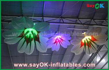 flor de suspensão inflável do lírio do diâmetro de 1m com a decoração da iluminação do RGB
