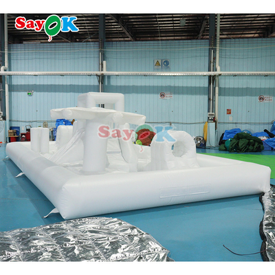 Personalizado Mini Moderno Splash Pad Branco Parque Aquático Curso de Obstáculos Inflavel Parque de Jogos Castelo Slide Combo